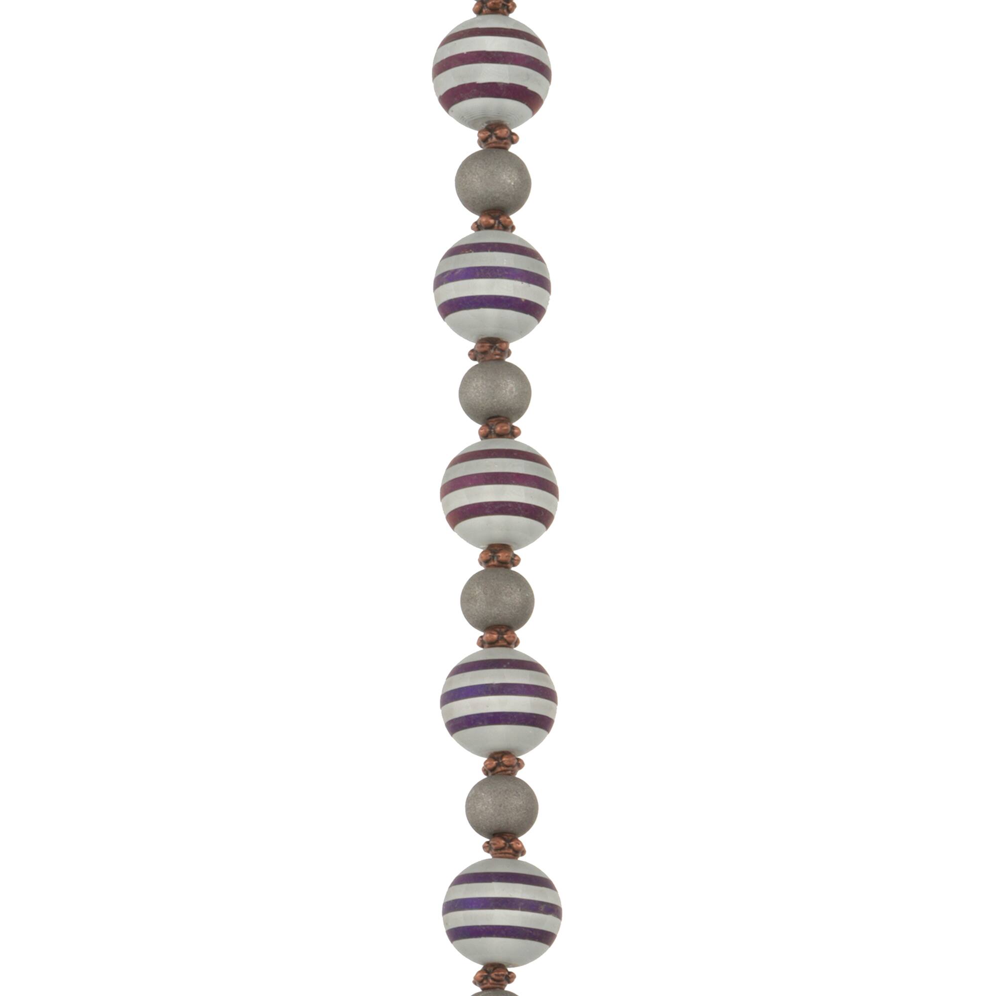 Black Stripe Glass Round Beads Mix by Bead Landing™
